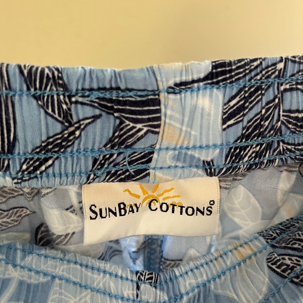 Vintage SunBay Cottons Beach Shorts Unisex Blue Floral